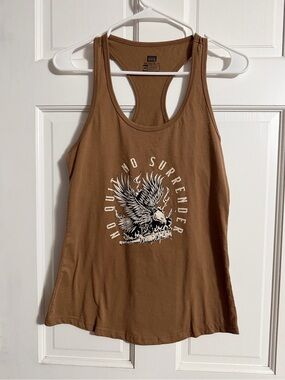 Racerback Graphic Tank Top in Brown with Eagle Motif